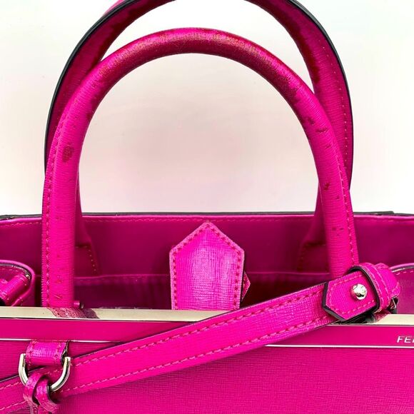 Auth Fendi Fuchsia 2Jours Elite Petit 2way Leather Tote Bag Crossbody Preloved - Picture 6 of 16